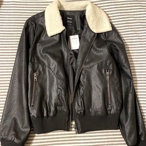 Vegan Leather Aviator Jacket